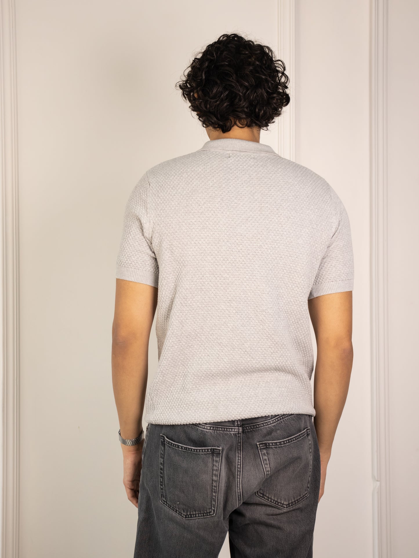 Waffle Knit Polo (Smoke)