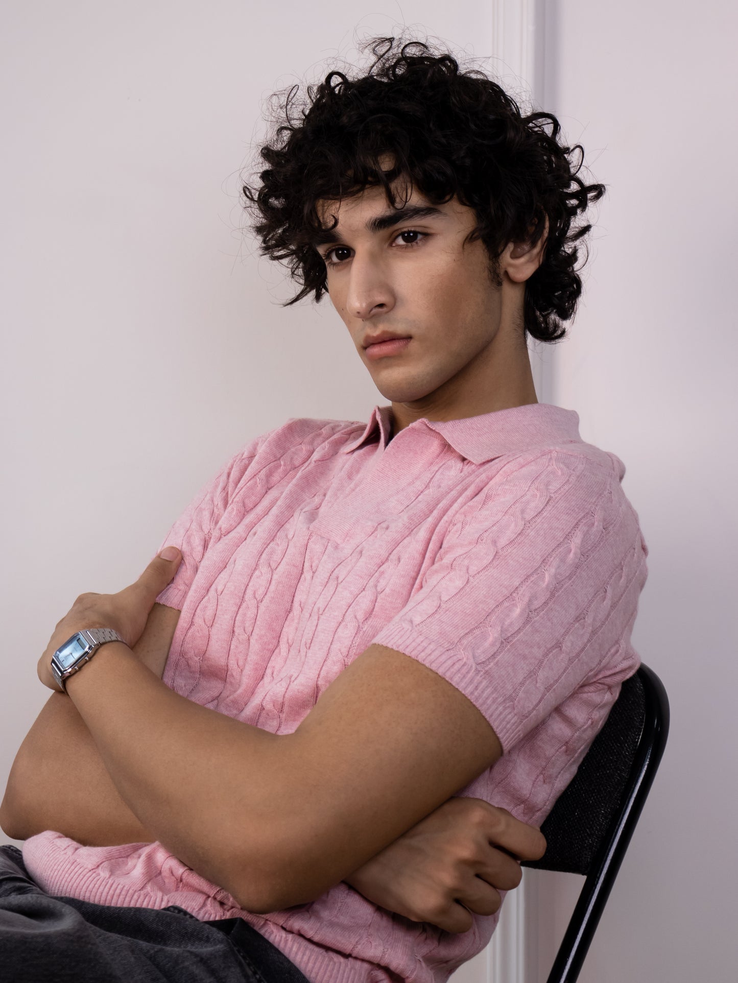 Cable Knit Polo (Cherry Blossom)